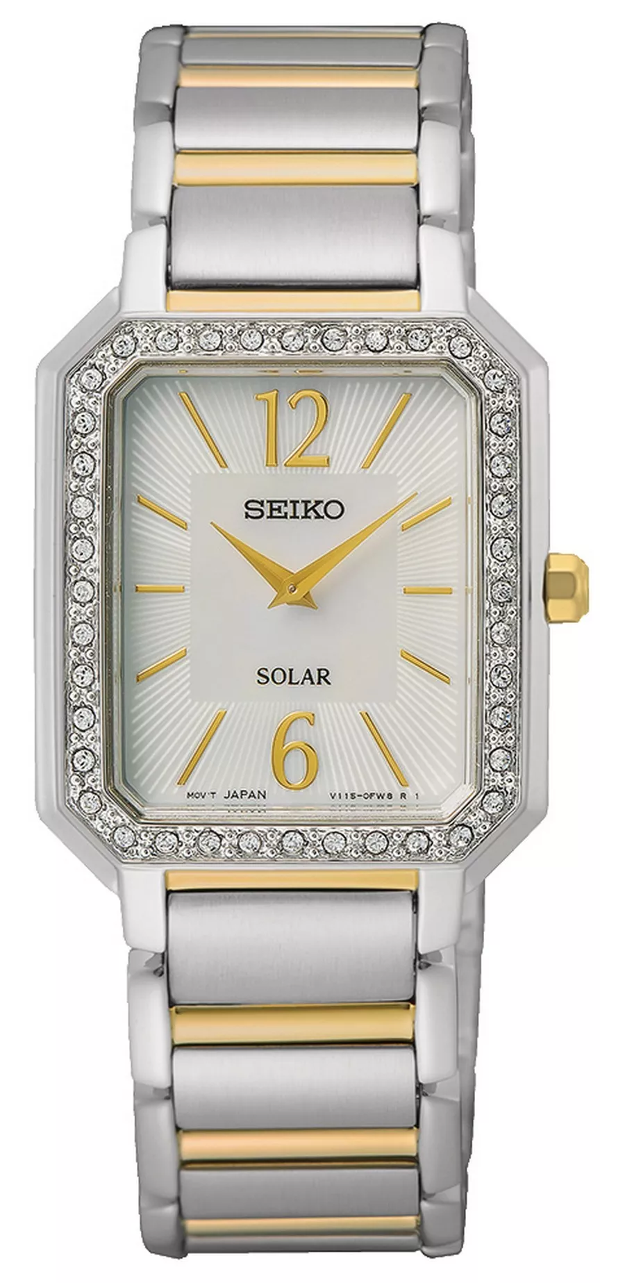 Seiko SUP466P1 Horloge Solar staal zilver-en goudkleurig-parelmoer 25 mm
