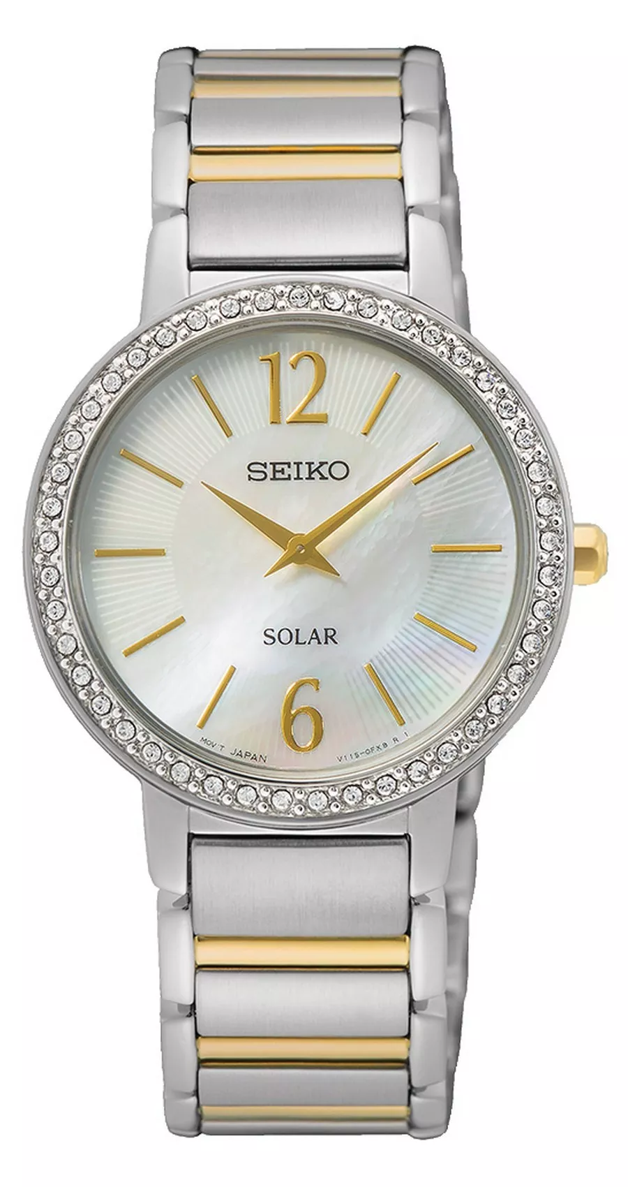 Seiko SUP469P1 Horloge Solar staal zilver-en goudkleurig-parelmoer 30,5 mm