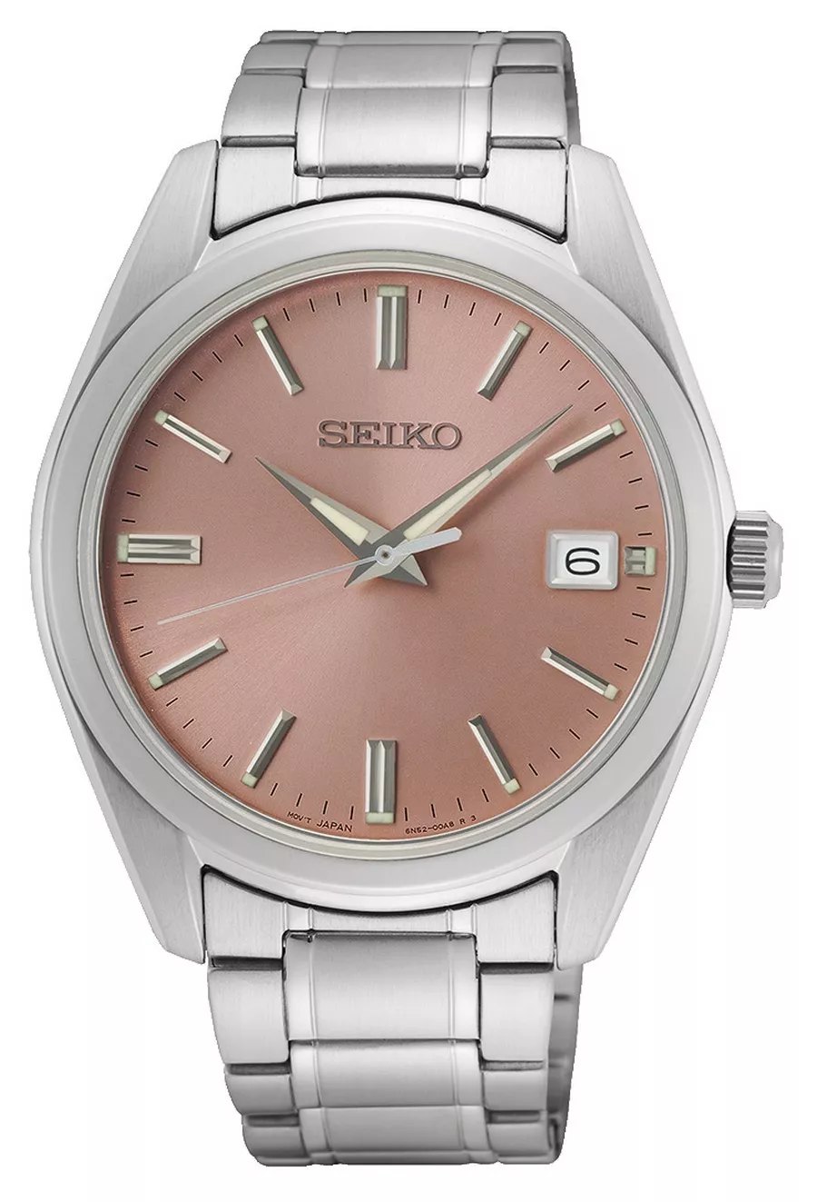 Seiko SUR523P1 horloge zilverkleurig-roze, saffierglas 40,2 mm