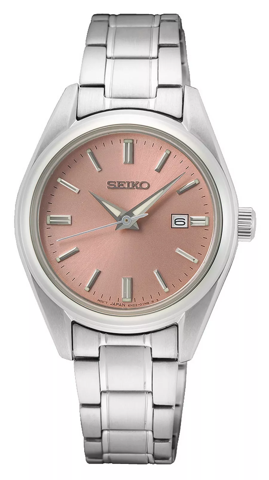 Seiko SUR529P1 Horloge staal zilver-roze wijzerplaat saffierglas 29,8 mm