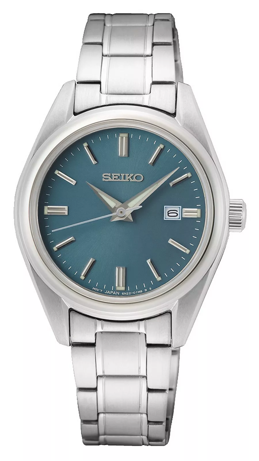 Seiko SUR531P1 Horloge staal zilver-blauw saffierglas 29,8 mm 
