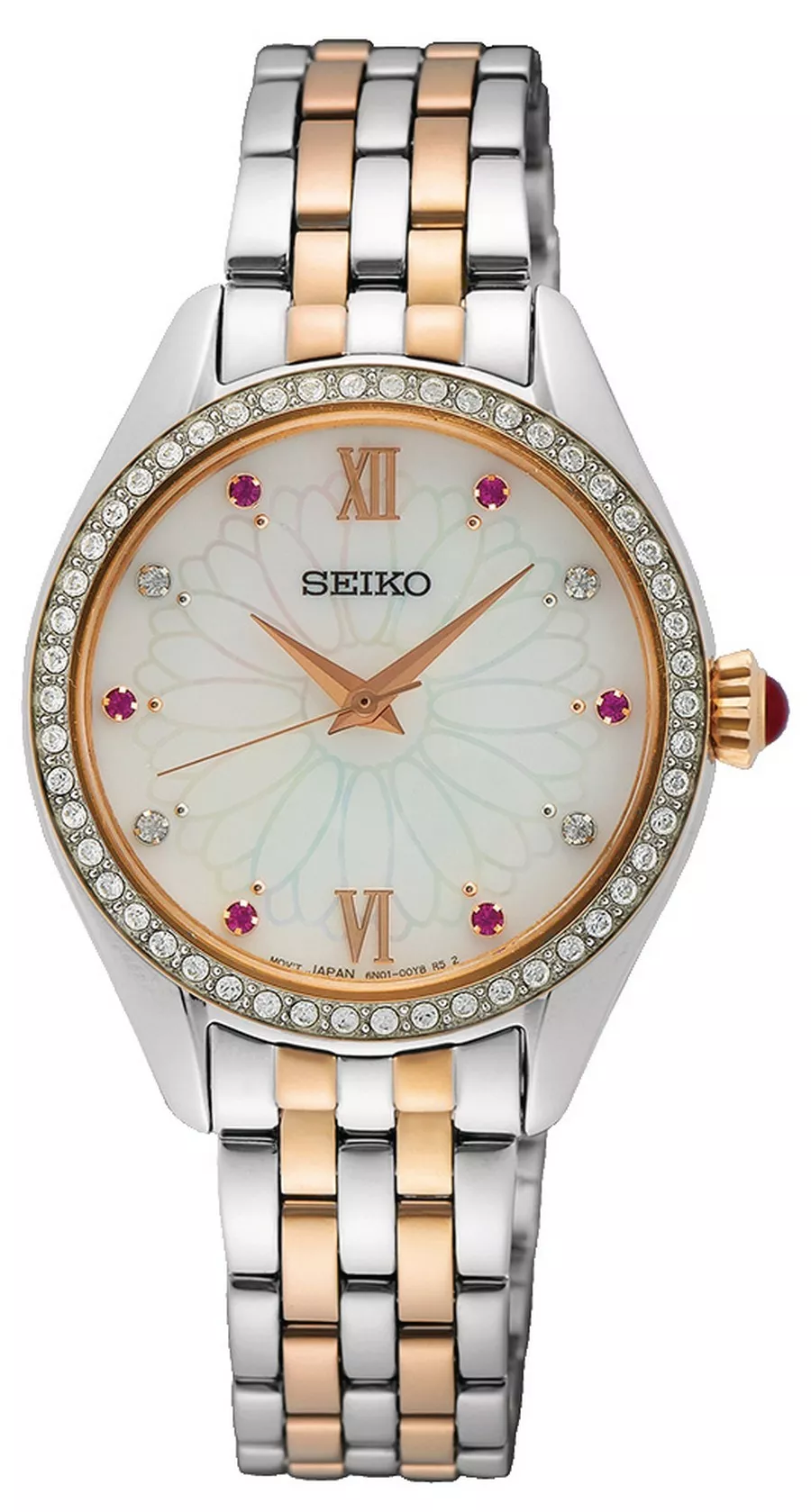 Seiko SUR542P1 Horloge zilver-en rose-parelmoer Hardlexglas 29 mm 