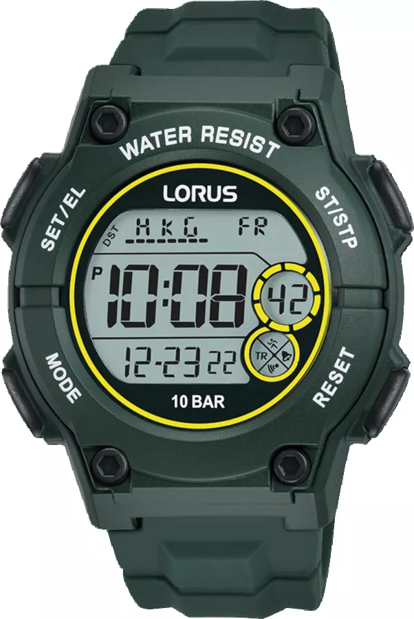 Lorus R2333PX9 Horloge Digitaal kunststof-siliconen groen-grijs 42 mm