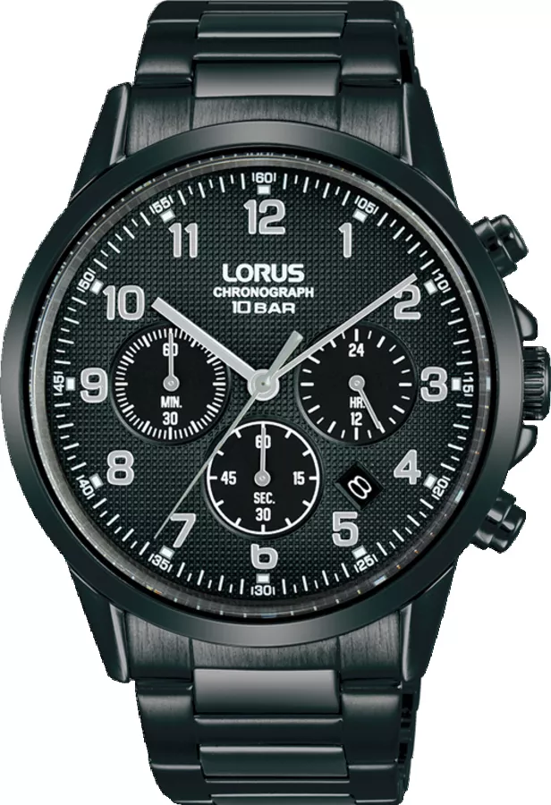 Lorus RT321KX9 Horloge Chronograaf staal-carbon zwart 42 mm 