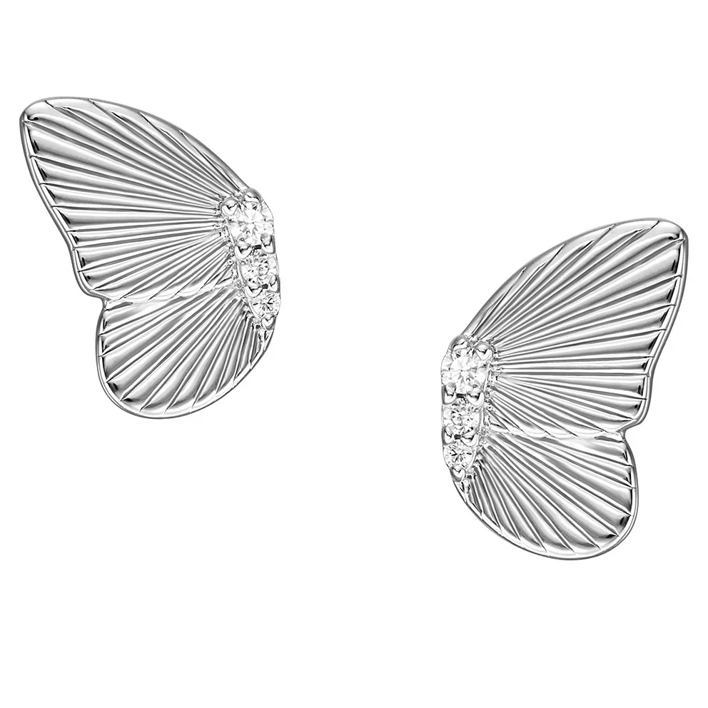 Fossil JFS00621040 Oorknoppen Butterfly zilver-zirconia wit