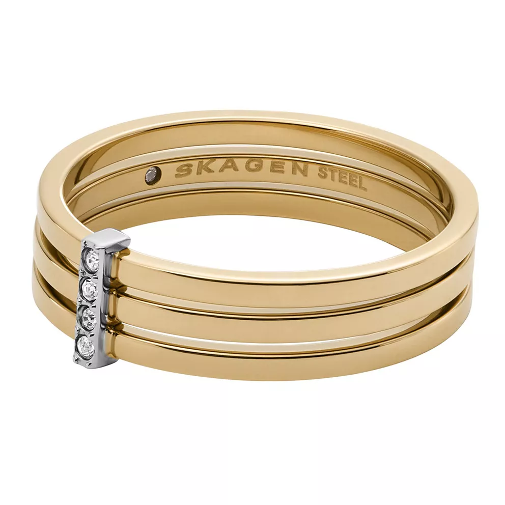 Skagen SKJ1672998 Ring Kariana staal-zirconia goud-en zilverkleurig-wit
