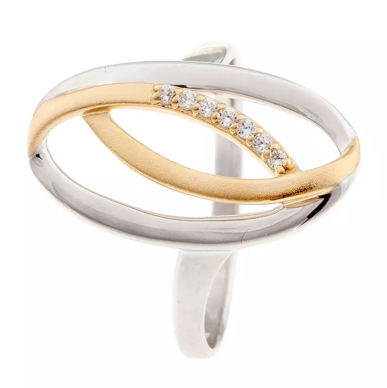 GALA DESIGN J0098 Ring Sunrise zilver-zirconia goud-en zilverkleurig-wit