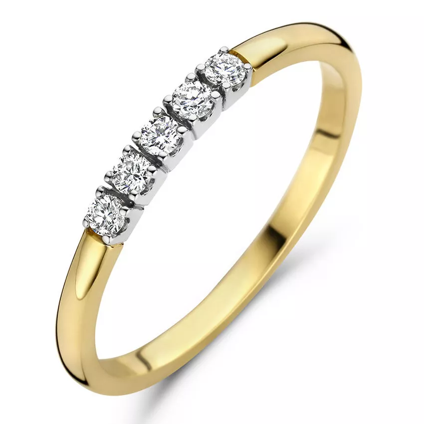 Ring Memoire geel-en witgoud-diamant 0.15ct H si 2 mm