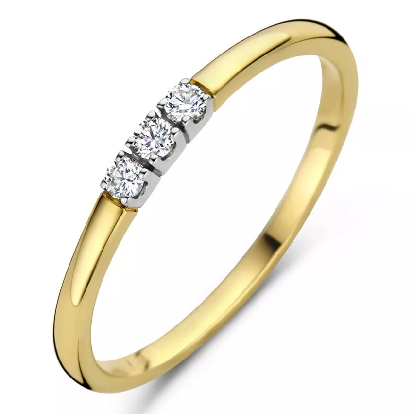 Ring Memoire geel-en witgoud-diamant 0.09ct H si 2 mm