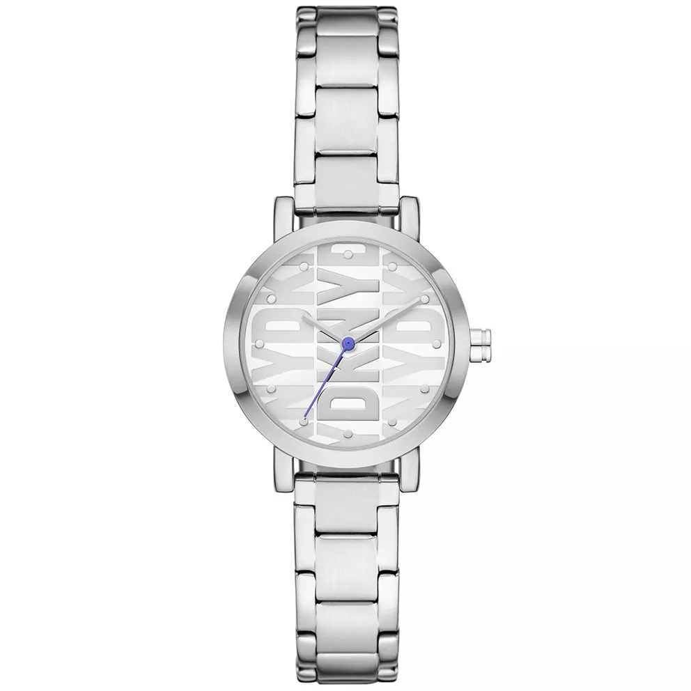 DKNY NY6646 Horloge Soho staal zilverkleurig-wit-blauw 28 mm