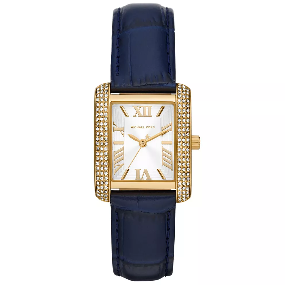 Michael Kors MK2982 Horloge Emery staal-leder goudkleurig-blauw 33 mm