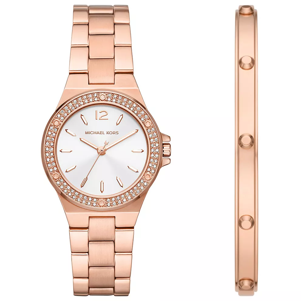 Michael Kors MK1073SET Giftset Horloge-Armband Lennox staal rosekleurig-wit 33 mm