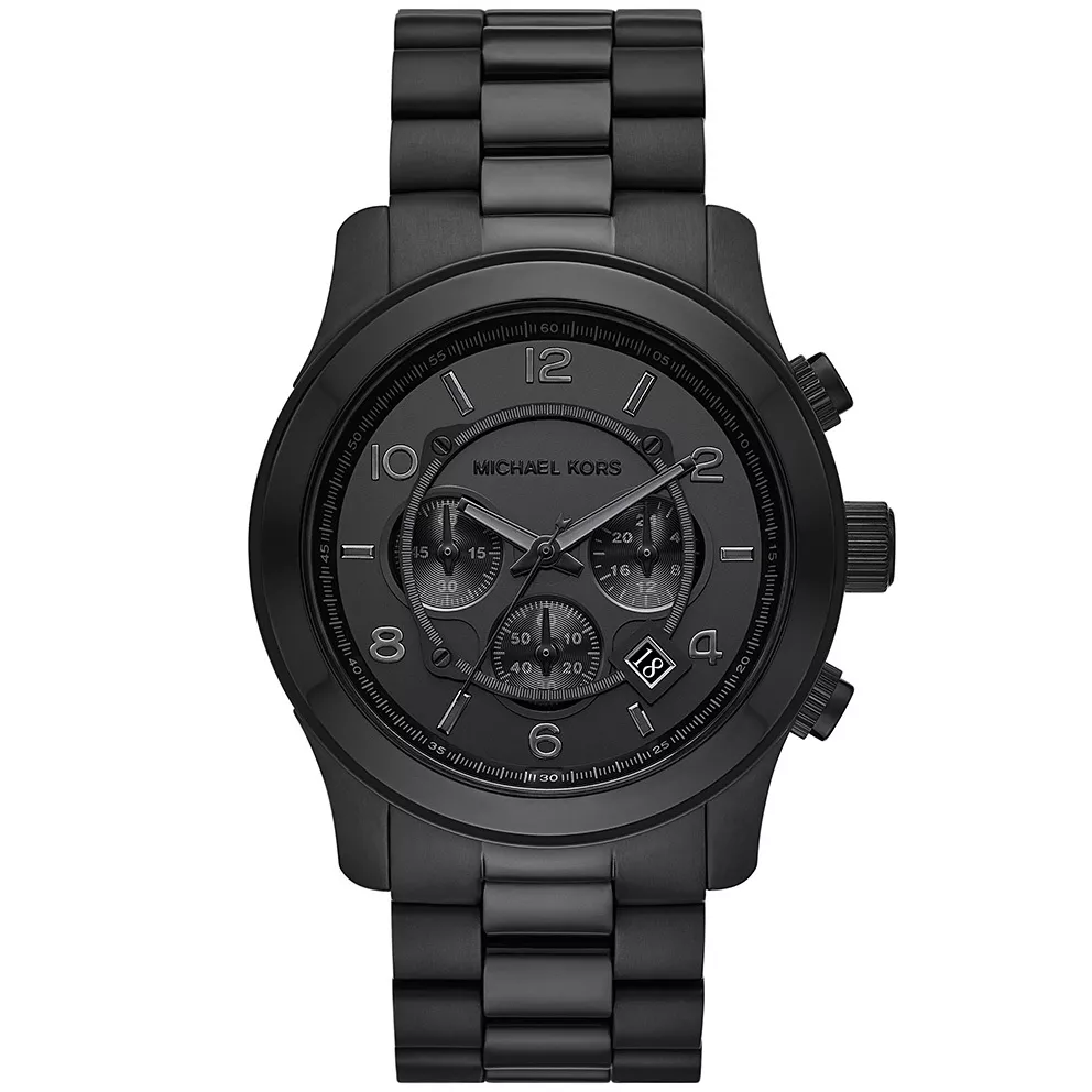 Michael Kors MK9073 Horloge Runway Chrono staal zwart 45 mm