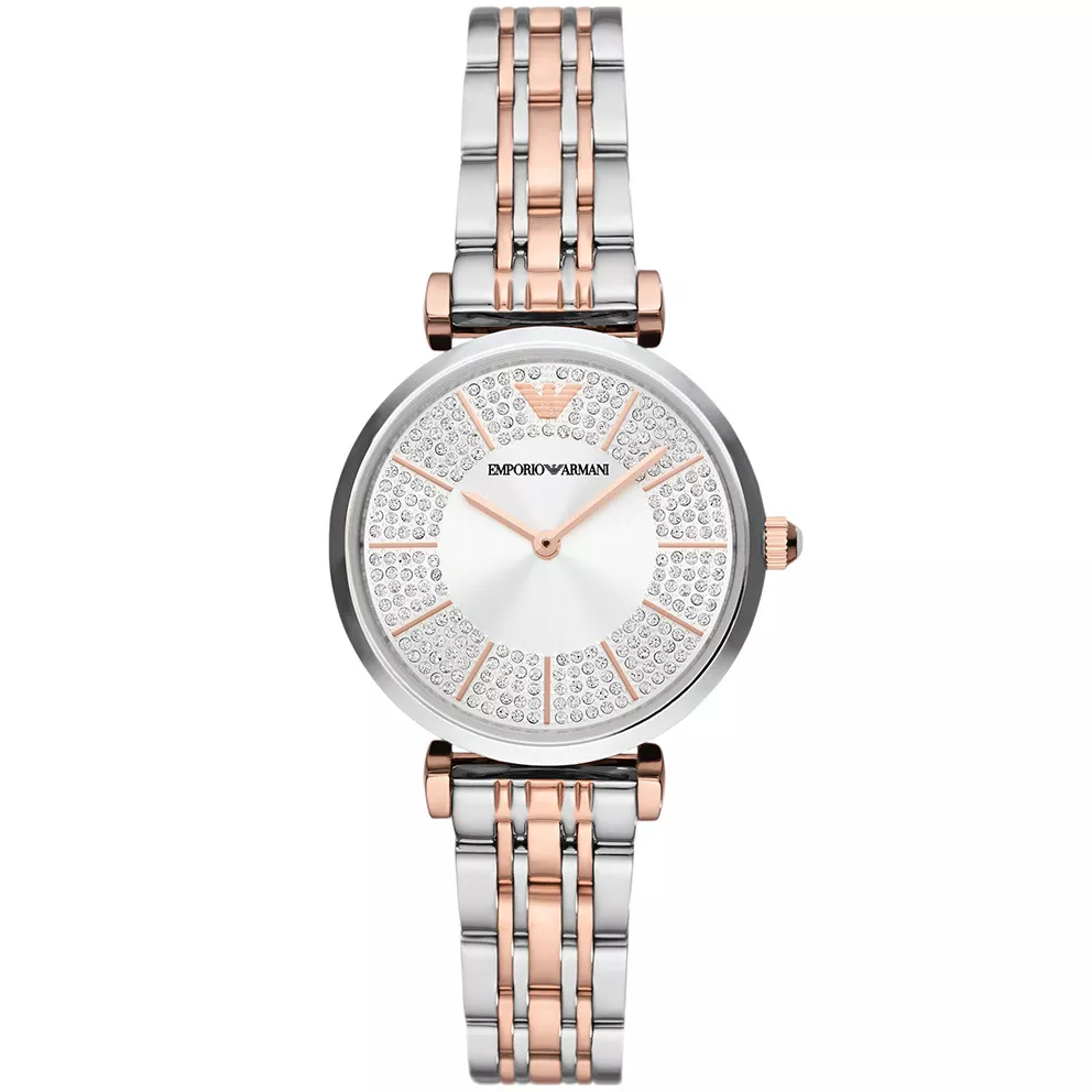 Emporio Armani AR11537 Horloge Gianni T-bar staal rose-en zilverkleurig 32 mm