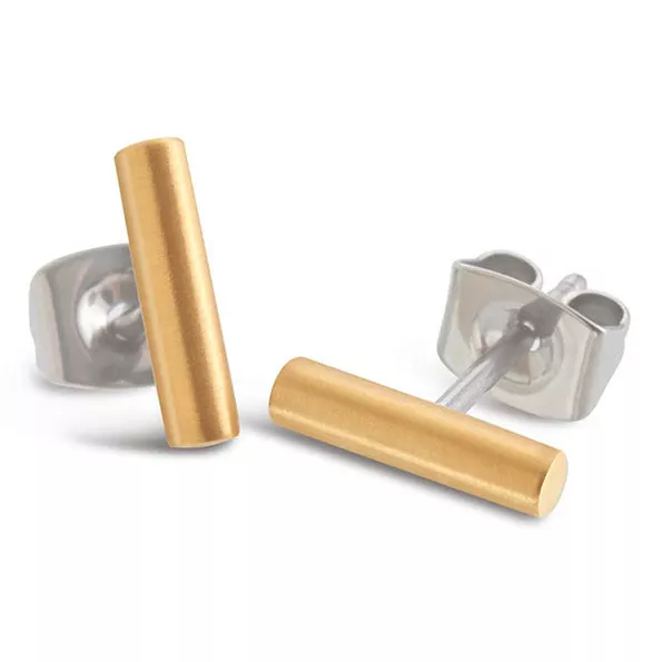 Boccia 05057-02 Oorknoppen Staafje titanium goud- en zilverkleurig 6 x 10 mm