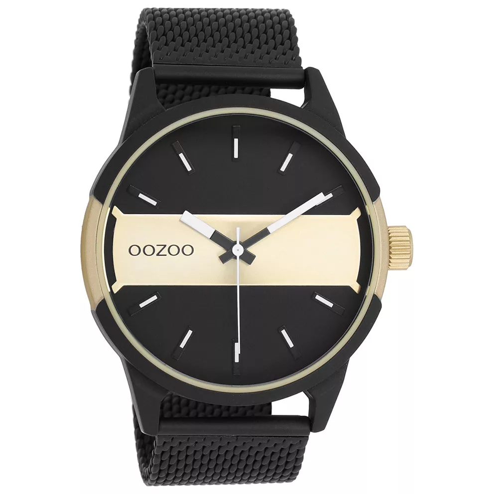 OOZOO C11108 Horloge Timepieces staal zwart-goudkleurig 48 mm