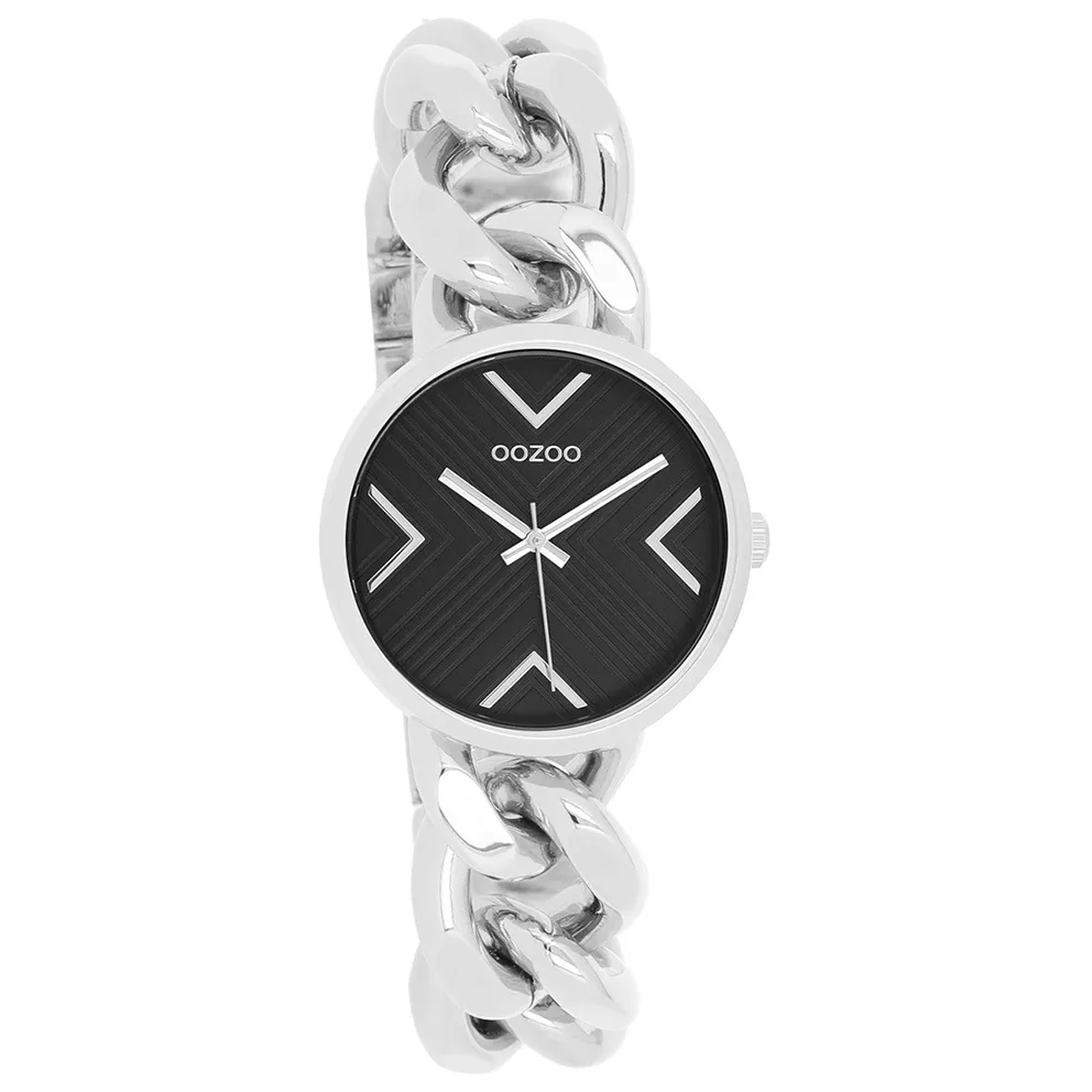 OOZOO C11126 Horloge Timepieces staal zilverkleurig-zwart 34 mm