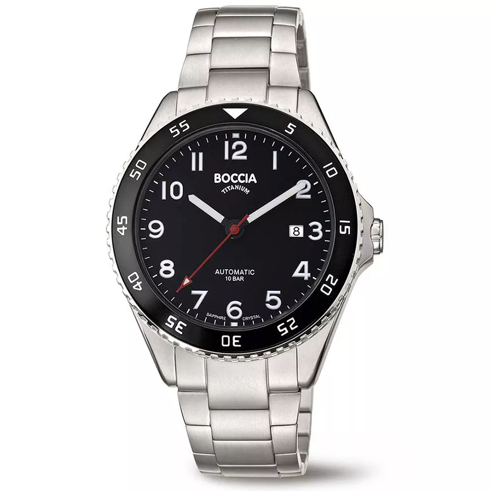 Boccia 3653-01 Horloge titanium zilverkleurig-zwart 42 mm