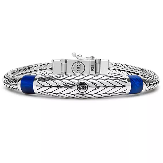 Buddha to Buddha J152 Armband Ellen XS zilver-tijgeroog zilverkleurig-blauw 5,5 mm