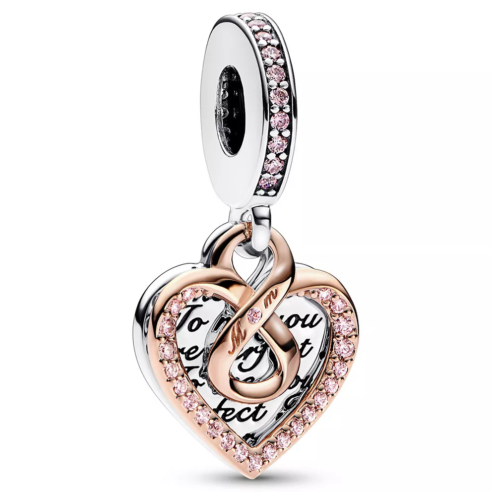 Pandora 782641C01 Hangbedel Two Tone Infinity Heart zilver-zirconia rosekleurig-wit