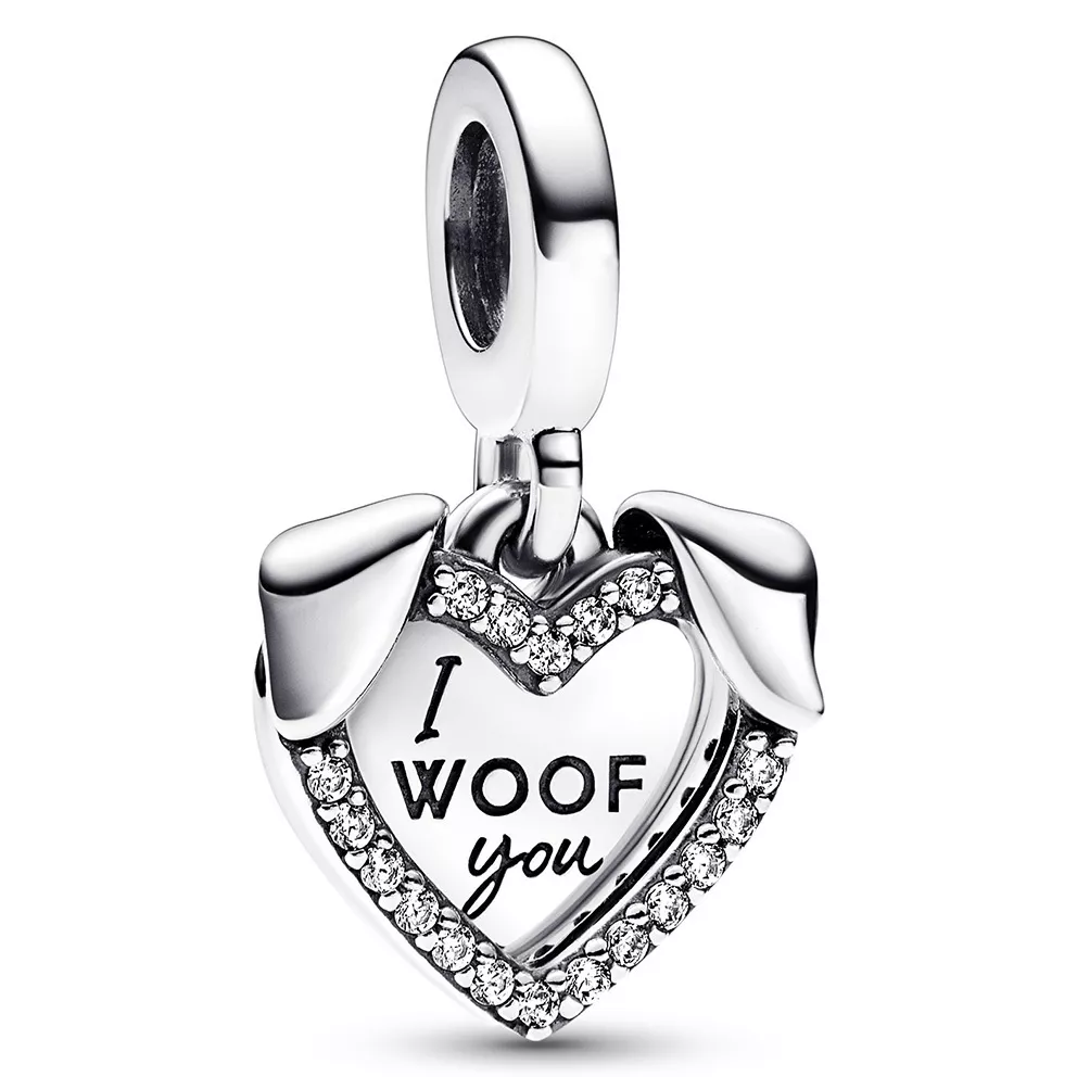 Pandora 792647C01 Hangbedel Heart-Dog I Woof You zilver-zirconia wit