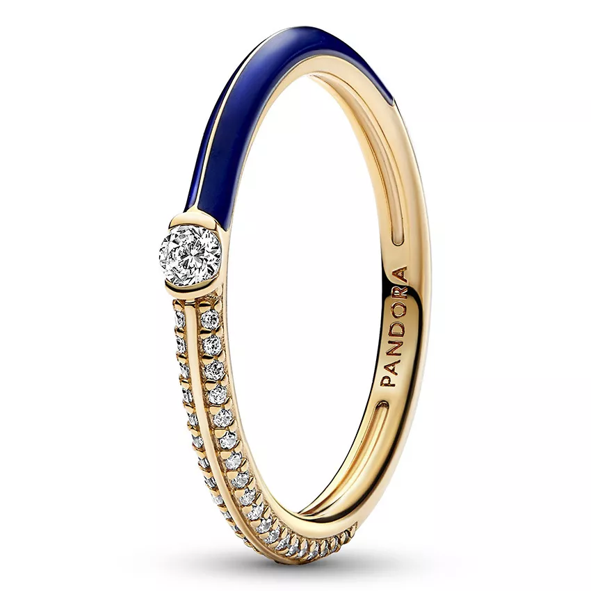 Pandora Me 162528C01 Ring Pavé & Blue Dual zilver-emaille-zirconia goudkleurig-blauw-wit