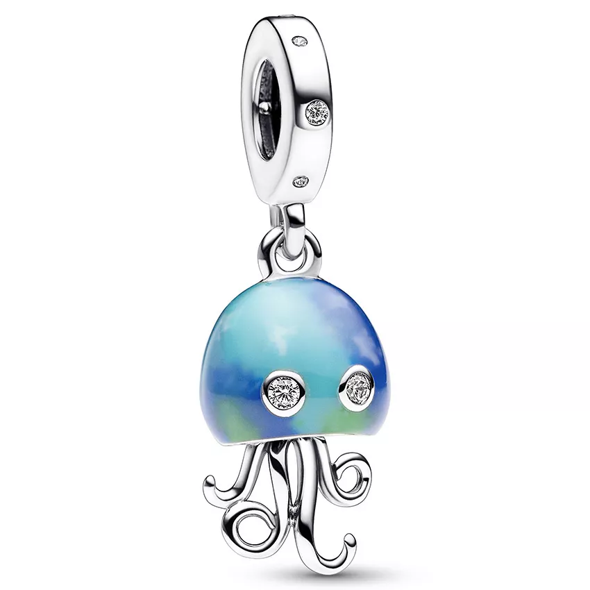 Pandora 792704C01 Hangbedel Colour-chainging Jellyfish zilver-emaille-zirconia turquoise