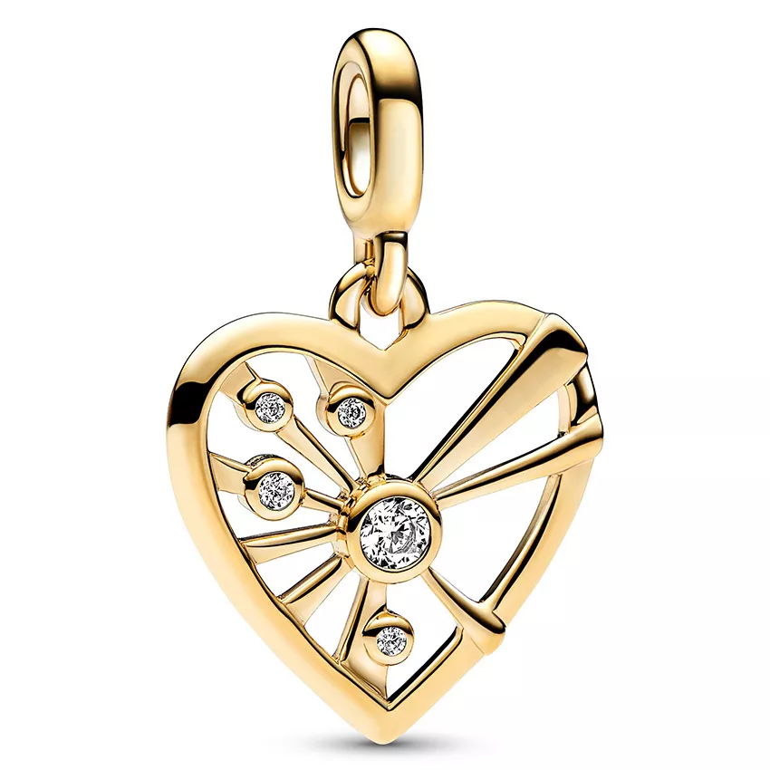 Pandora Me 762691C01 Hangbedel Medallion Heart and Rays zilver-zirconia goudkleurig-wit