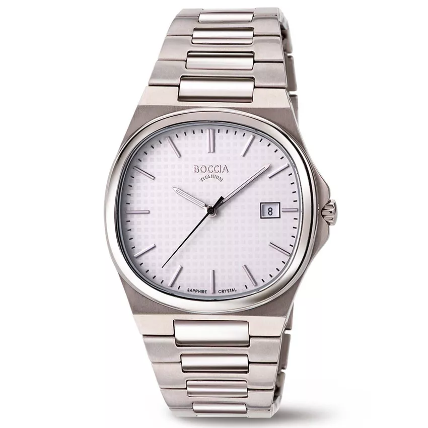 Boccia 3657-01 Horloge titanium zilverkleurig-wit 37 mm