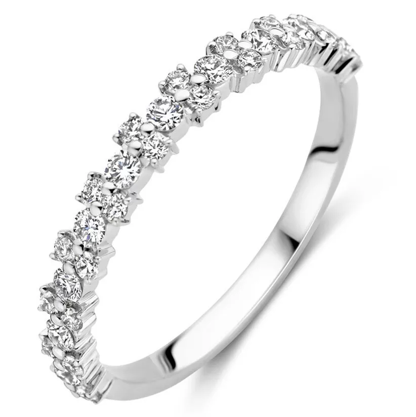 Ring Rijzetting witgoud-diamant wit 0,44 ct Hsi 3 mm