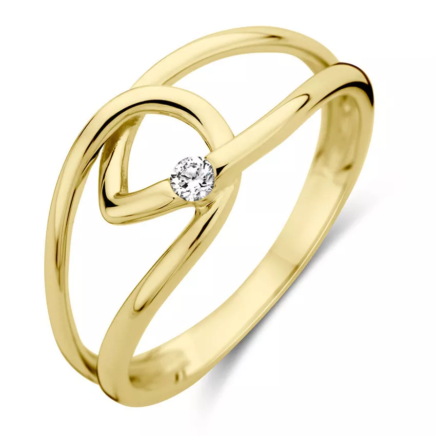 Ring geelgoud-diamant 0.04 ct Hsi wit 8 mm