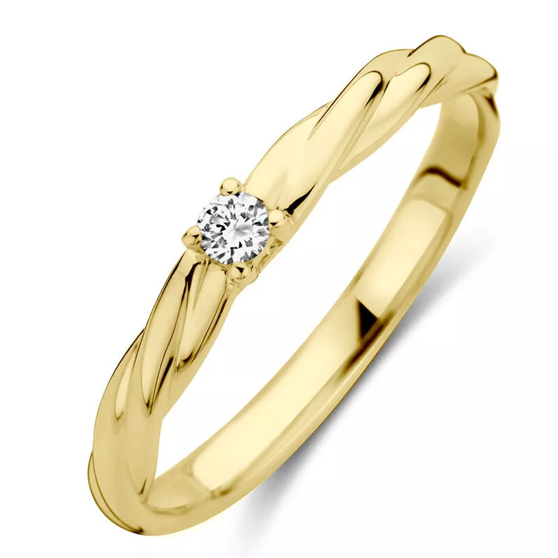 Ring geelgoud-diamant 0.05 ct Hsi wit 2,5 mm