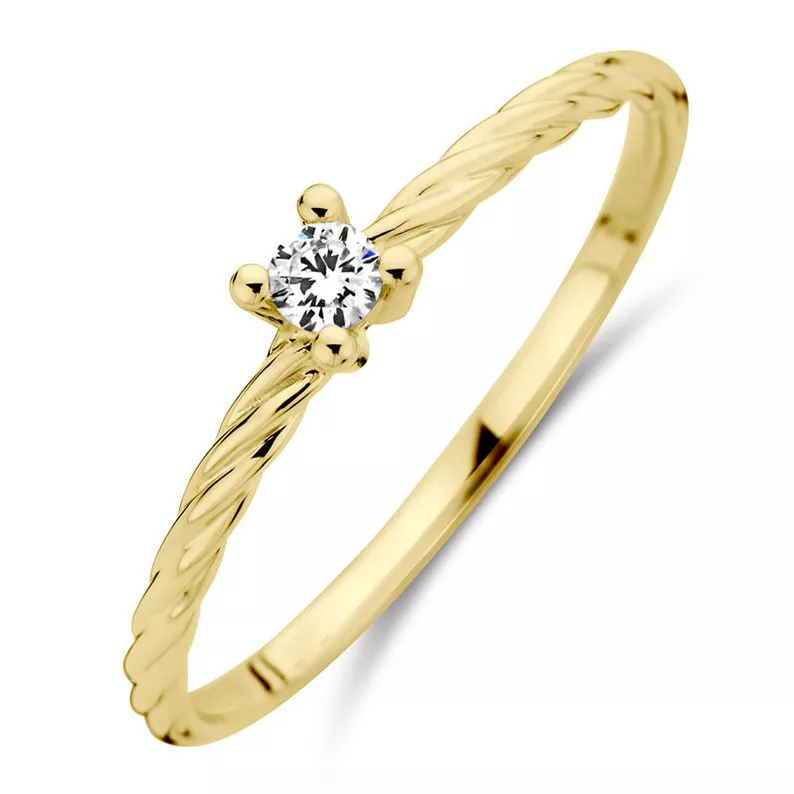 Ring geelgoud-diamant 0.07 ct Hsi wit 3,5 mm