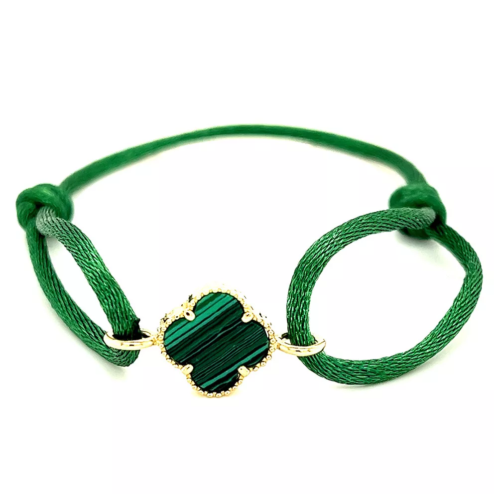 Slate SLA0018 Armband Lucky Charm satijn-goud malachiet groen