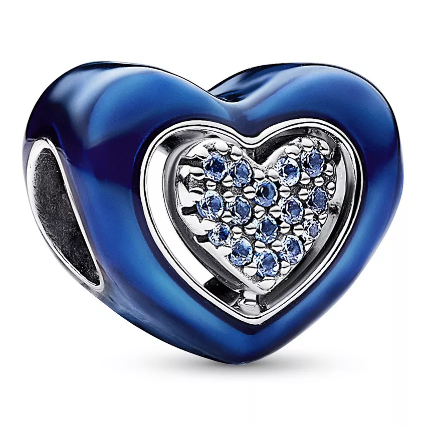 Pandora 792750C01 Bedel Blue Spinnable Heart zilver-kristal-emaille blauw