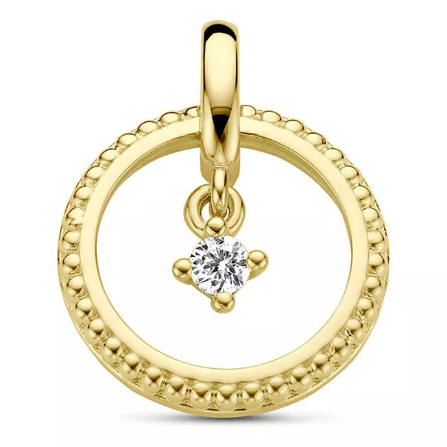 Hanger Cirkel geelgoud-diamant 0.06 ct Hsi wit 13,5 x 17 mm