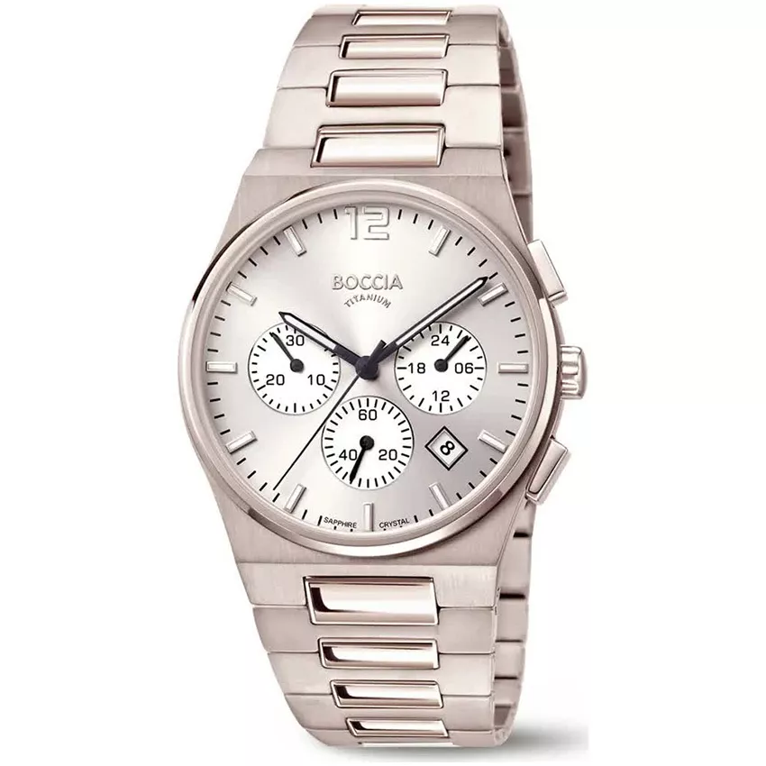 Boccia 3741-01 Horloge Chronograaf titanium zilverkleurig 39 mm