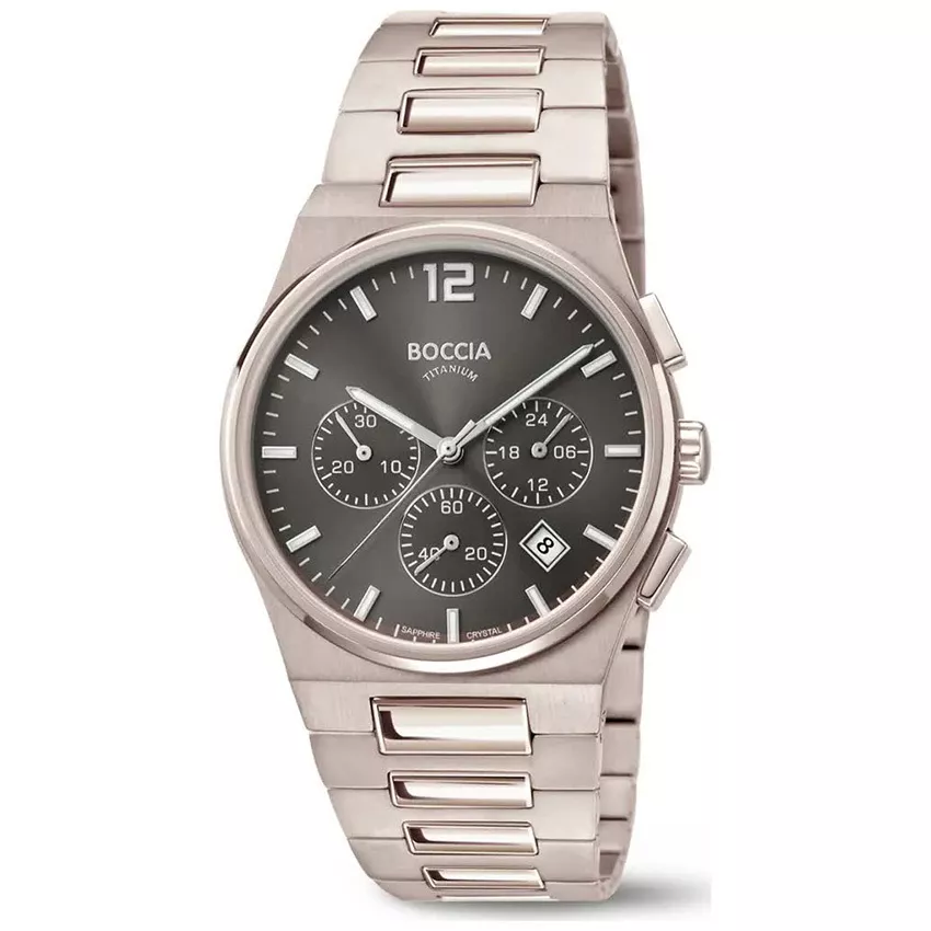 Boccia 3741-02 Horloge Chronograaf titanium zilverkleurig-grijs 39 mm