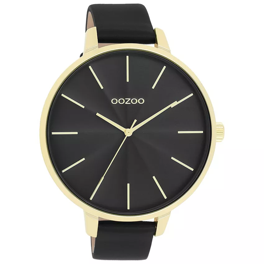 OOZOO C11259 Horloge Timepieces staal-leder goudkleurig-zwart 48 mm