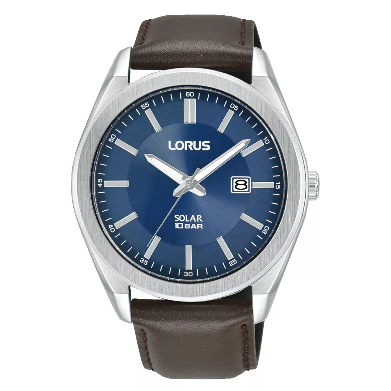 Lorus RX357AX9 Horloge Solar staal-leder zilverkleurig-bruin 42,5 mm