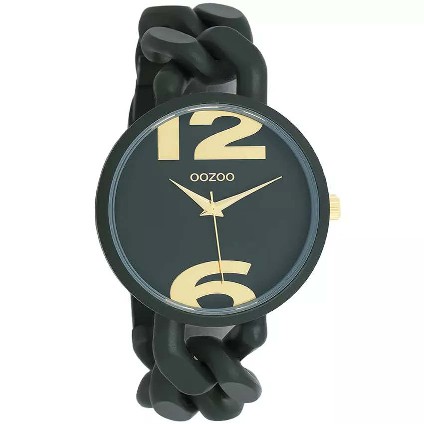 OOZOO C11269 Horloge Timepieces aluminium bosgroen-goudkleurig 40 mm