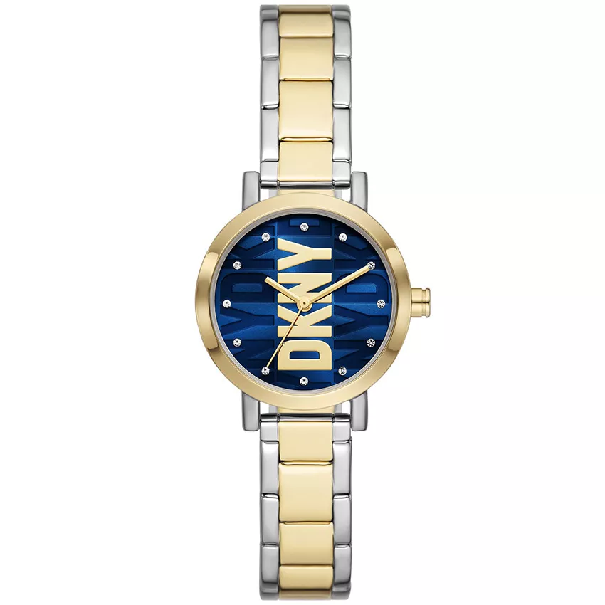 DKNY NY6671 Horloge Soho Midi staal zilver-en goudkleurig-blauw 28 mm