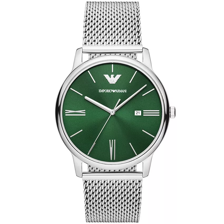 Emporio Armani AR11578 Horloge Minimalist staal zilverkleurig-groen 42 mm