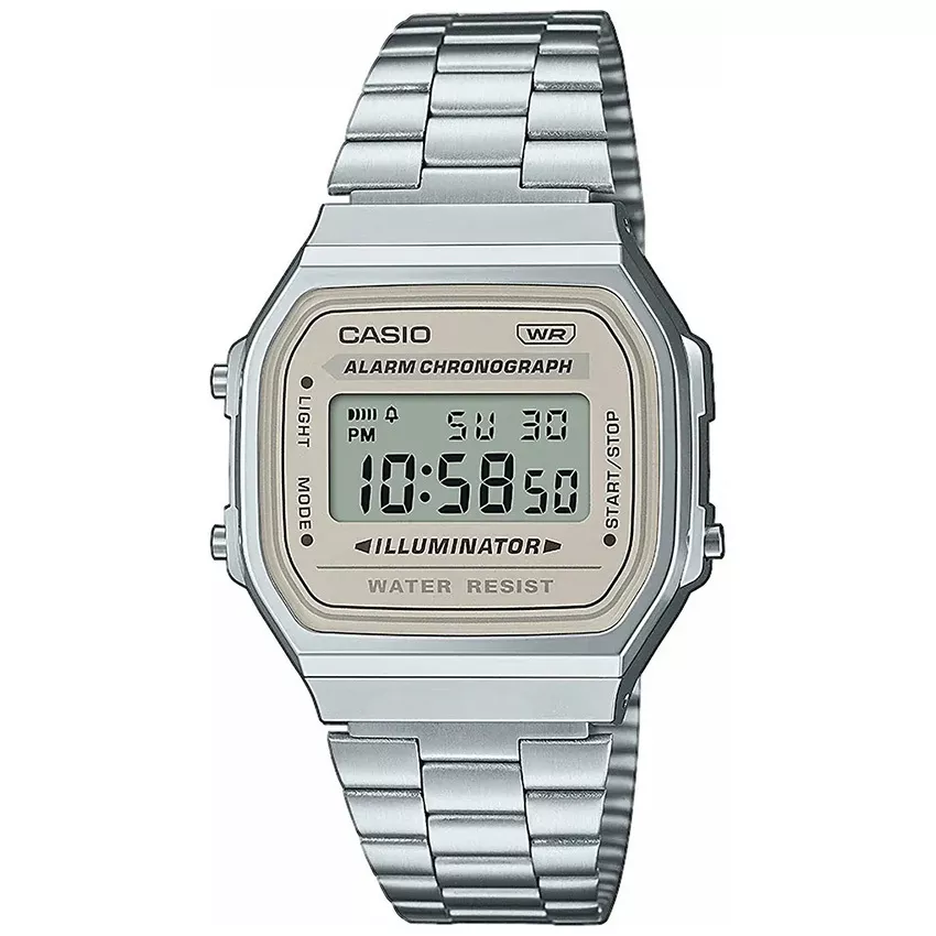 Casio A168WA-8AYES Horloge Retro Classic lichtgrijs