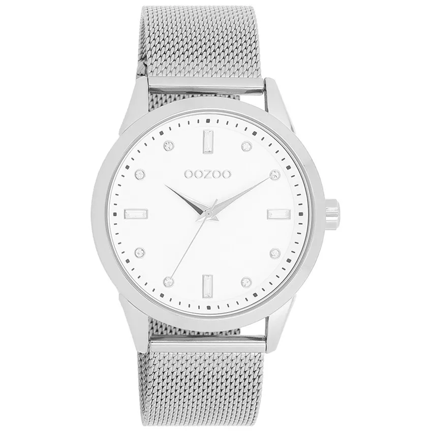 OOZOO C11280 Horloge Timepieces staal zilverkleurig-wit 40 mm
