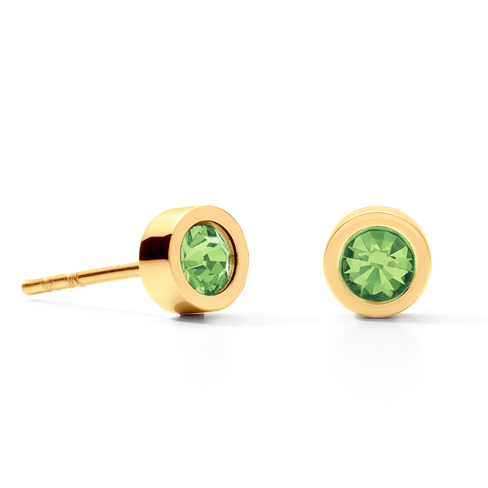 coeur-de-lion-sparking-dot-0227-21-0516-rond-oorknopjes-goudkleurig-met-groene-kristal-glas