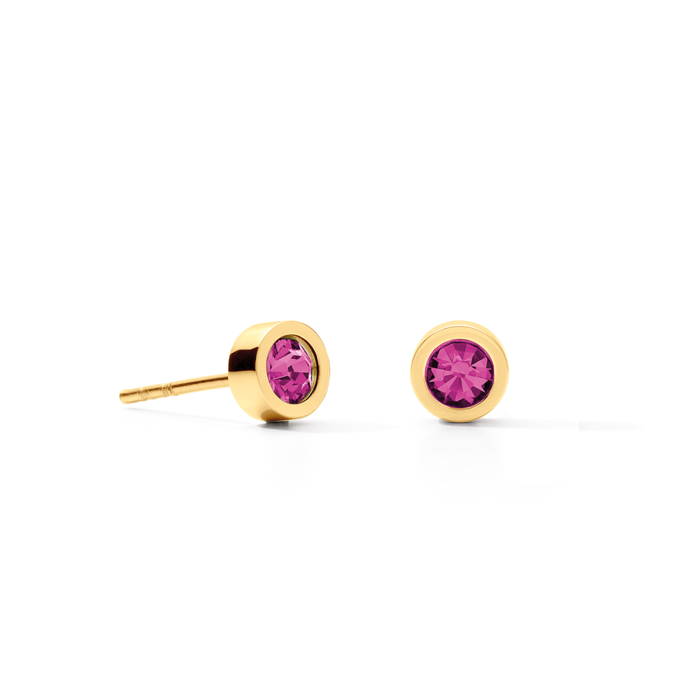 coeur-de-lion-sparkling-dots-0227-21-0416-ronde-oorstekers-goudkleurig-met-roze-kristal