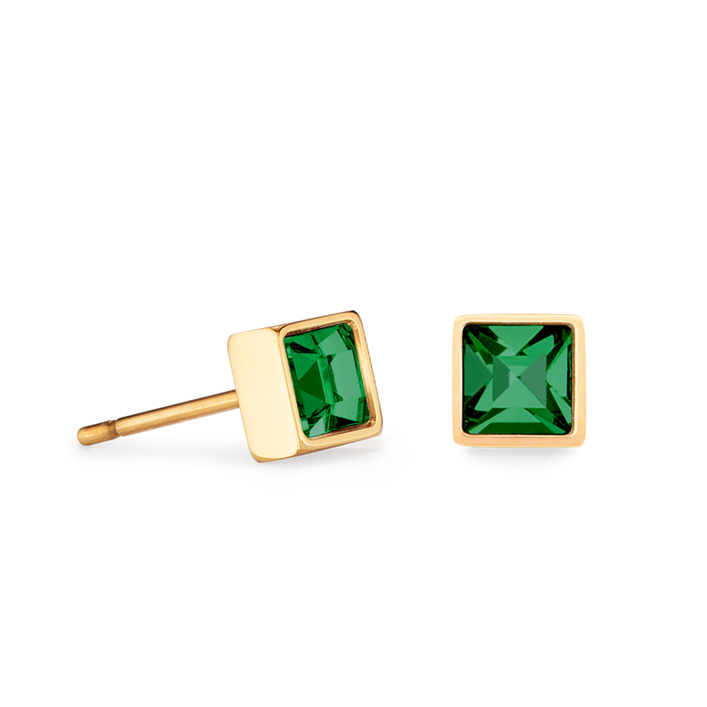 coeur-de-lion-0501-21-0549-vierkante-oorstekers-met-donkergroen-kristal-en-goudkleurige-plating