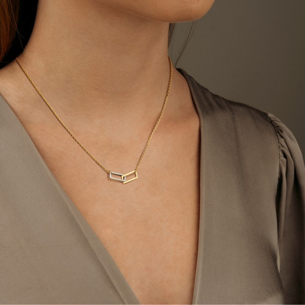 boccia-titanium-08092-02-ketting-glanzende-goudkleurige-en-matte-zilverkleurige-rechthoek-lengte-49-cm