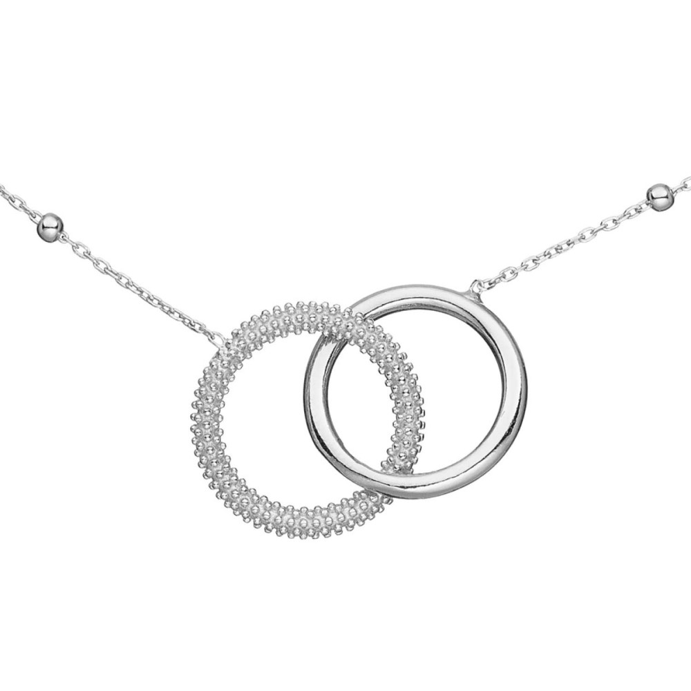 glow-102-0694-45-ketting-met-hanger-zilver-dubbele-cirkels-bolletjespatroon-15-mm-breed-lengte-42-5-45-cm